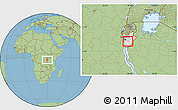 Savanna Style Location Map of Bisoro, highlighted country, within the entire country