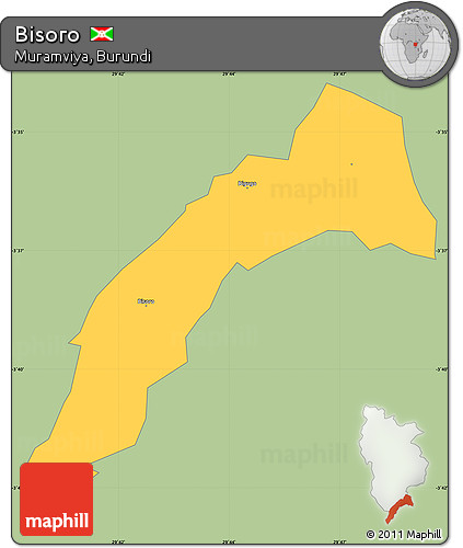 Savanna Style Simple Map of Bisoro, single color outside