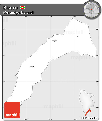 Silver Style Simple Map of Bisoro, single color outside