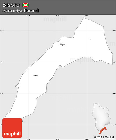 Silver Style Simple Map of Bisoro, single color outside