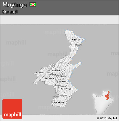 Gray 3D Map of Muyinga, single color outside