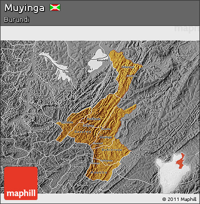 Physical 3D Map of Muyinga, desaturated