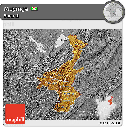 Physical 3D Map of Muyinga, desaturated