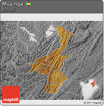 Physical 3D Map of Muyinga, desaturated