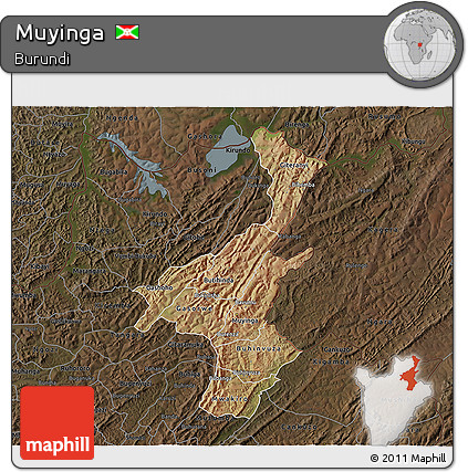 Satellite 3D Map of Muyinga, darken