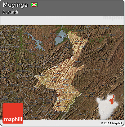 Satellite 3D Map of Muyinga, darken