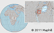 Gray Location Map of Giteranyi, highlighted parent region, hill shading