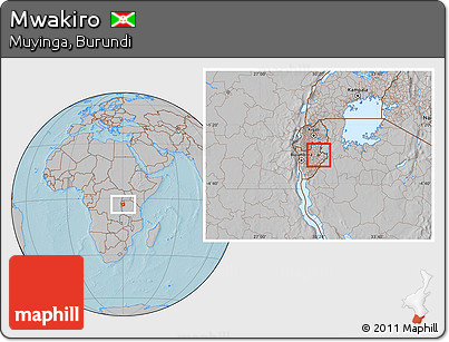 Gray Location Map of Mwakiro, hill shading
