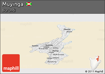 Classic Style Panoramic Map of Muyinga, single color outside