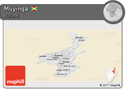 Classic Style Panoramic Map of Muyinga, single color outside
