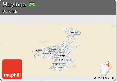 Classic Style Panoramic Map of Muyinga, single color outside