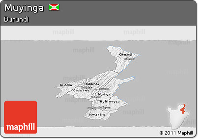 Gray Panoramic Map of Muyinga, single color outside