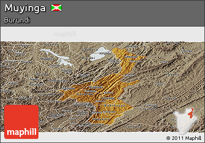 Physical Panoramic Map of Muyinga, semi-desaturated