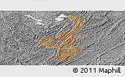 Satellite Panoramic Map of Muyinga, desaturated