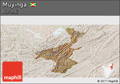 Satellite Panoramic Map of Muyinga, lighten