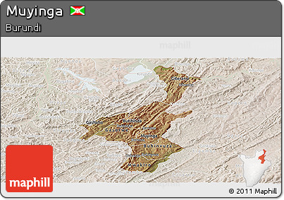 Satellite Panoramic Map of Muyinga, lighten