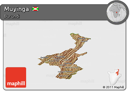 Satellite Panoramic Map of Muyinga, single color outside