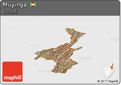 Satellite Panoramic Map of Muyinga, single color outside