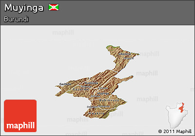 Satellite Panoramic Map of Muyinga, single color outside