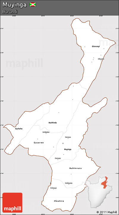 Classic Style Simple Map of Muyinga, cropped outside