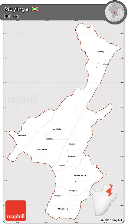 Classic Style Simple Map of Muyinga, cropped outside