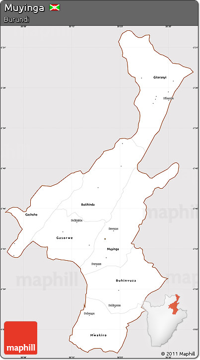 Classic Style Simple Map of Muyinga, cropped outside