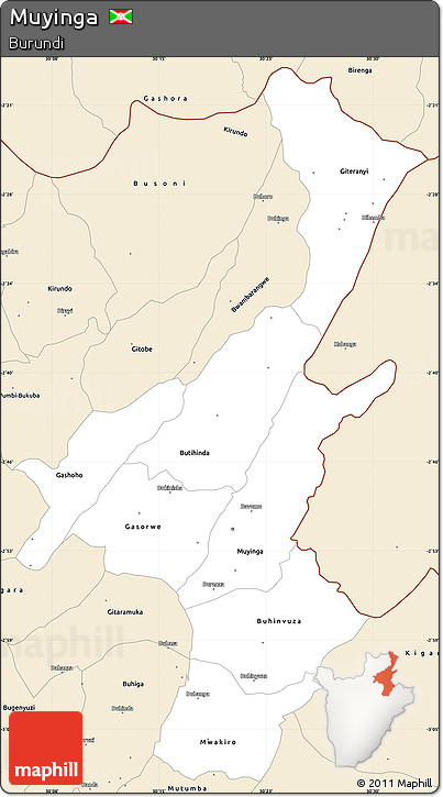Classic Style Simple Map of Muyinga