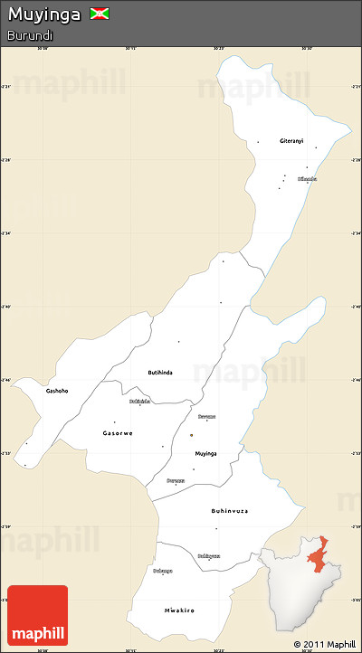 Classic Style Simple Map of Muyinga, single color outside