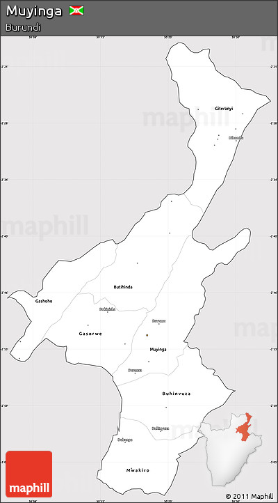 Silver Style Simple Map of Muyinga, cropped outside