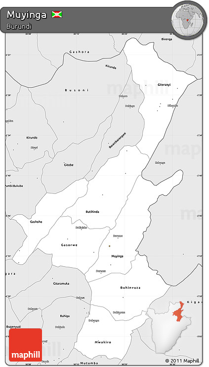 Silver Style Simple Map of Muyinga