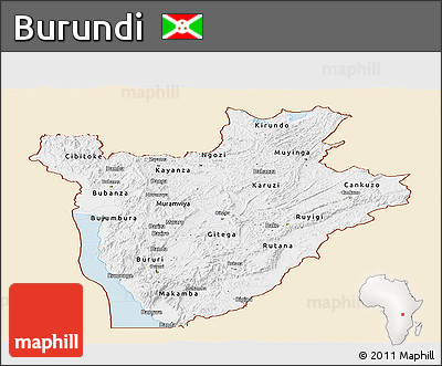 Classic Style Panoramic Map of Burundi, single color outside