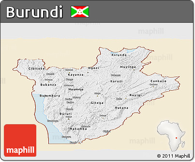 Classic Style Panoramic Map of Burundi, single color outside