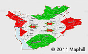 Flag Panoramic Map of Burundi, single color outside, bathymetry sea, shaded relief sea, flag rotated