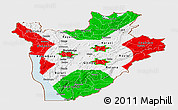 Flag Panoramic Map of Burundi, single color outside, satellite sea, flag rotated