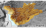 Physical Panoramic Map of Burundi, desaturated, land only