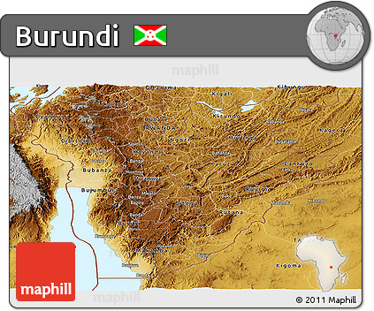 Physical Panoramic Map of Burundi