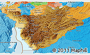 Physical Panoramic Map of Burundi, political outside
