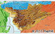 Physical Panoramic Map of Burundi, political shades outside