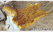 Physical Panoramic Map of Burundi, semi-desaturated