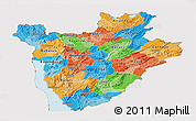 Political Panoramic Map of Burundi, cropped outside