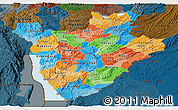 Political Panoramic Map of Burundi, darken