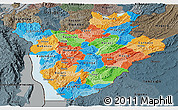 Political Panoramic Map of Burundi, darken, semi-desaturated, land only