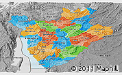 Political Panoramic Map of Burundi, desaturated, land only