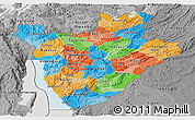 Political Panoramic Map of Burundi, desaturated