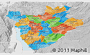 Political Panoramic Map of Burundi, lighten, desaturated