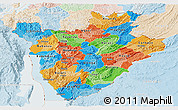 Political Panoramic Map of Burundi, lighten