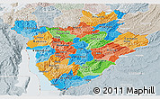 Political Panoramic Map of Burundi, lighten, semi-desaturated