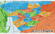 Political Panoramic Map of Burundi, political shades outside