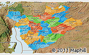 Political Panoramic Map of Burundi, satellite outside, bathymetry sea