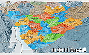 Political Panoramic Map of Burundi, semi-desaturated